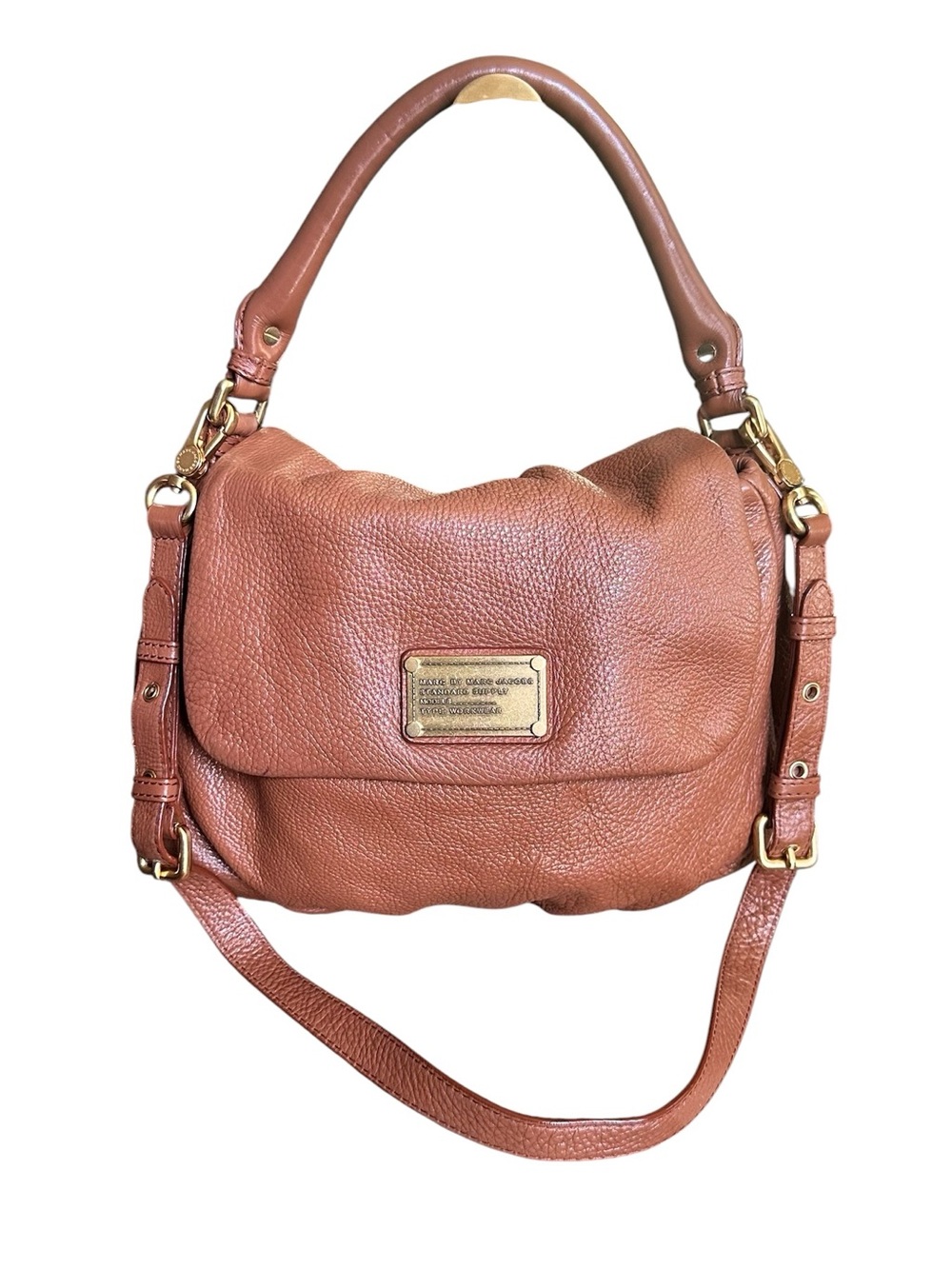 Marc by Marc Jacobs Tan Pebbled Leather Shoulder Bag with Gold Plaque - Picture 11 of 13